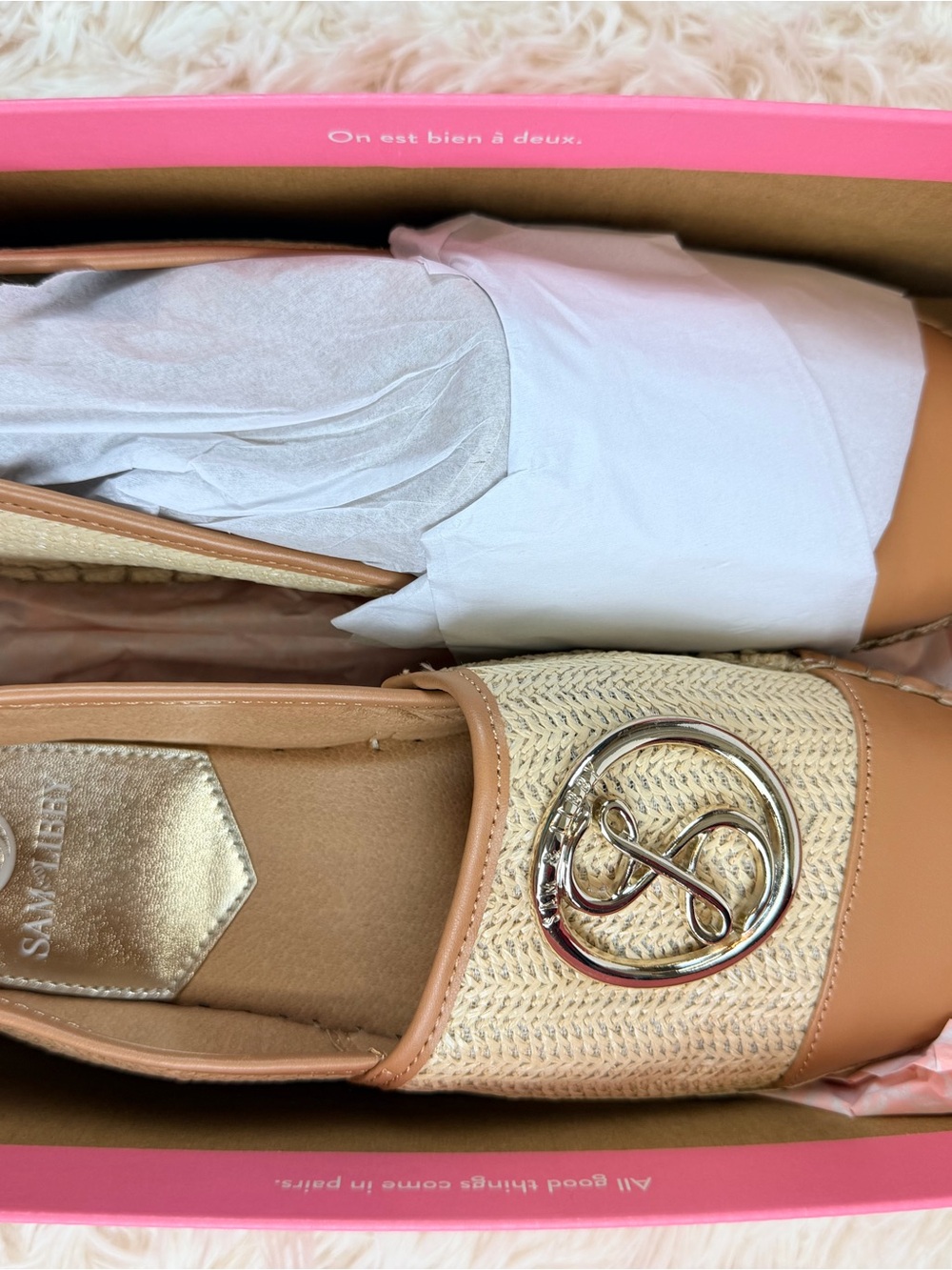 Sam & Libby Celeste 2 Espadrille Flats Raffia Tan Slip On 9 NEW Summer Coastal - Picture 7 of 14